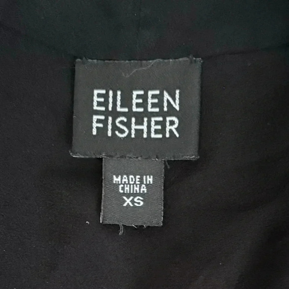 EILEEN FISHER 100% Silk Open Front Sheer Blouse Black Sequin Trim Elegant Crop - Picture 6 of 13